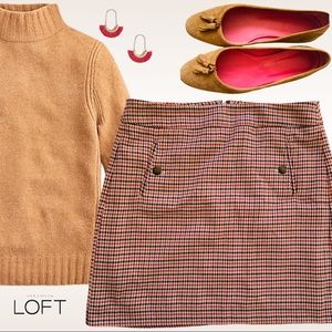 LOFT plaid houndstooth mini skirt